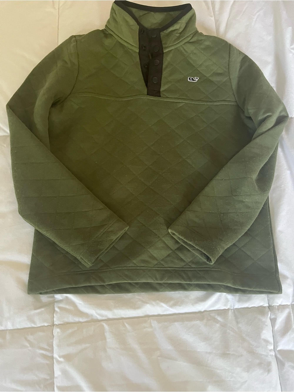 Vineyard Vines Olive Green Quilted Snap-Front Pullover